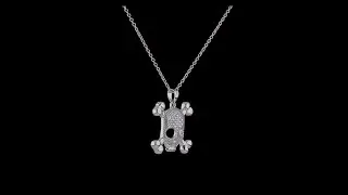 Skull Crossbones Cubic Zirconia Pendant Silver Plated Sterling Silver