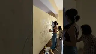 Paint a MURAL with me 🌟( sab jagah color hi color lga diya 🙂&zwj;↕️🤧).  #artvlog #muralproject #art