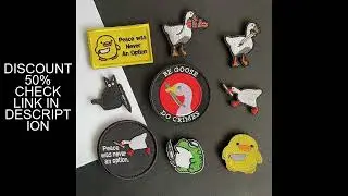 Animal With Knife Fabric Applique Embroidery Hook and Loop Patch,Peace Goose,Angry Frog,Cat,Duck Tac
