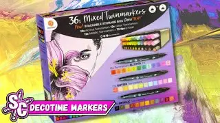Unboxing & Reviewing Decotime 36 Mixed Twinmakers Set - Alcohol Glitter & Metallic Marker Pens