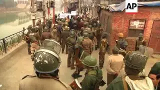 Anti Indian protesters protest against regional elections