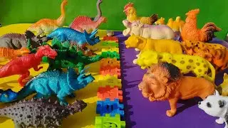 learn  10 animals names,dinosaurs toys,animal toys,dinosaurs for kids,dino world,wild animals toys