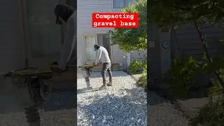 Compacting gravel base. #pavers #unilock #patio #backyardpatio #outdoorliving #patioconstruction