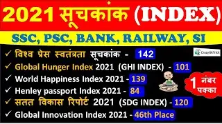 Current Affairs 2021 : Index 2021 | महत्वपूर्ण सूचकांक 2021 | India's Rank In Various Indexes 2021