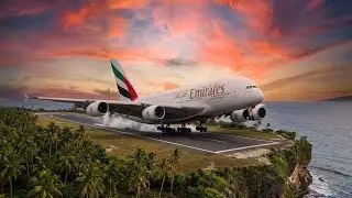 Landing the Airbus A380 in Fujairah International Airport simulation 
