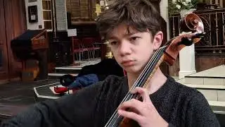Trying the sound of cello at the concert venue for Pezzo Capriccioso - Misha Andreev