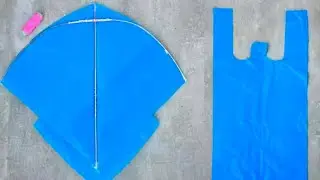 How To Make A Kite With Plastic Bag & Broom Sticks | Shopper Kite Banane Ka Tarika