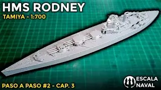 HMS RODNEY - TAMIYA - 1:700 | MAIN GUNS AND FUNNEL ASSEMBLY | STEP BY STEP #2 - CHAPTER 3