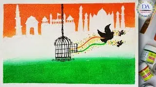 Independence Day Drawing 2021 | 15 August Drawing | Freedom drawing | Acrylic Painting