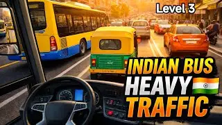 Indian Bus Driving Simulator 3D | Realistic View | High Speed | Heavy Traffic | Level 3