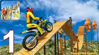 Crazy Bike Stunt Tracks 3D - Motorcycle Racing Game Walkthrough Part 1 (iOS, Android)