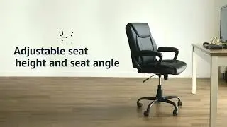 Amazon Basics Classic Puresoft PU Padded Mid-Back Office Computer Desk Chair with Armrest - Cream,