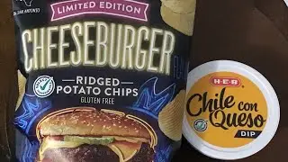 Limited Edition Cheeseburger Ridged Potato Chips and Chile Con Queso Dip #suscribe 