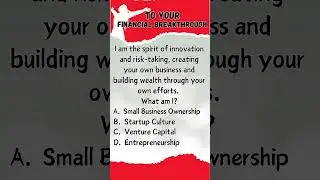 The Entrepreneur #BreakthroughVOPS #ChinkeeTan #FinancialLiteracy #MoneyRiddle