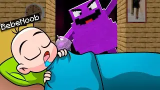 GRIMACE ME ESPIAN MIENTRAS DUERMO 😱 ¿SOBREVIVIRE? BEBE NOOB en MINECRAFT