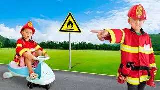 Naomi and David Fire & Police Heroes! Fun Kids Pretend Play