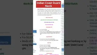 Indian Coast guard navik vaccny for 10/12/diploma pass Candidate #jonathan #job