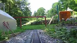 G Scale model trains running on the Outer Loop at the Genesee Environmental Center. Genesee, PA.