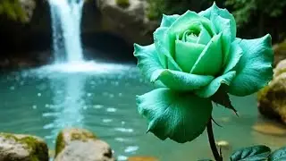 The Enigmatic Green Rose by the Serene Falls #EnigmaticGreenRose #GreenRose #SereneFalls