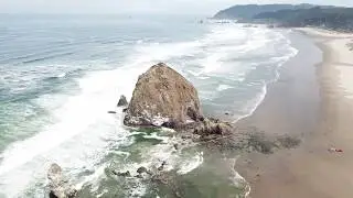 Haystack Rock - Cannon Beach, Oregon - 4K Video - DJI Drone