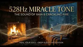 [528Hz]Cozy Cabin Fireplace with Rain at Night ASMR | Deep Sleep, Insomnia Relief,Meditation Music