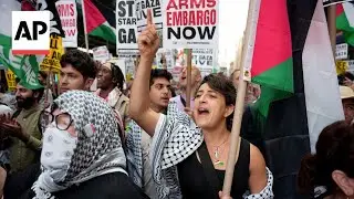 Pro-Palestinian protesters march to the UN in New York as Netanyahu speaks