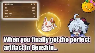When you finally get that perfect artifact you have been farming for ages in Genshin Impact...