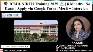 ICMR-NIRTH 6-Month Training 2025 | No Exam | Apply Online | Merit + Interview #internship #jabalpur