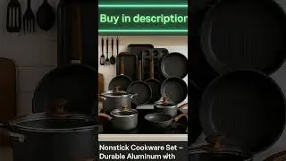 ✨ Nonstick Cookware Set &ndash; Durable Aluminum with Wood-Style Handles