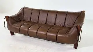 Percival Lafer MP-211 Mid Century Brazilian Rosewood and Leather Sofa