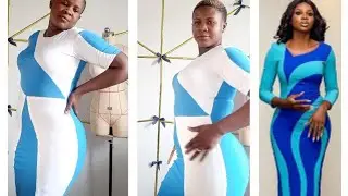 How to cut and sew combo colour blocking dress #gown #dartmanipulationtechniques #patches#sewingdart