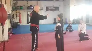 Teaching self defence to our young Karate Students.