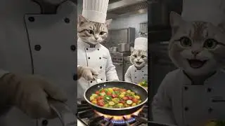 Chef Leo&rsquo;s Masterclass 🧑&zwj;🍳🔥 |  Cats in Uniform  #cats