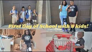 1st Day of School with 8 Kids| Quick Target Run| Natural hair silk blowout