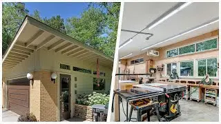 75 Mid-century Modern Two-car Garage Design Ideas You'll Love ⭐