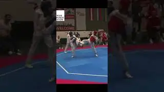 Фіш-кік лівою ногою на зустріч #тхеквондо #taekwondo #тхэквондо Austria Open 2024 Думіна Марія
