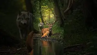 Deer Protecting a Lost Kitten    Guardian of the Forest 🦌🌳 #cat