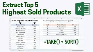 Extract Top 5 Highest Sold Product and Quantity in Excel