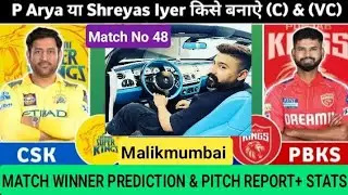 CSK vs PBKS IPL Match No 48 | MalikMumbai Prediction Today Match | Chennai Vs Punjab Dream11 Team