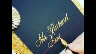Calligraphy place cards in our Elegant Script in gold ink