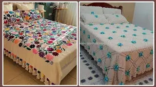 Fashionable crochet embroidery bedsheets design 2023 outfit ideas