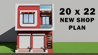 Small shop with house design,3D dukan or makan ka naksha,20 by 22 niche dukan upar makan,3Dshop plan