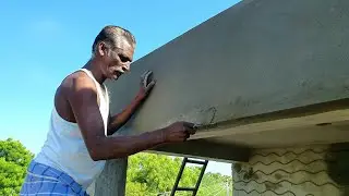 Plastering Techniques _Portico 10ft Beam plastering with Corners|Speed plastering on cement mixer