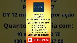QUANTO RENDE OS DIVIDENDOS NA A&Ccedil;&Atilde;O DA LAVVI? #LAVV #LAVV3 #A&Ccedil;&Otilde;ES #dividendos
