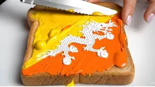 World Flag on Toast | Satisfying Video ASMR | ASMR no Talking | 🇧🇧🇦🇼🇦🇷🇦🇲