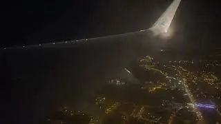 Luxair Luxembourg Airlines Boeing 737-700W night landing at Luxembourg-Findel airport (Luxembourg)