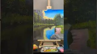 acrylic painting forest river