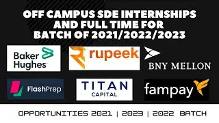 Latest Off-Campus Drives | 2024 2023 2022 2021 Batches Eligible| Off Campus Jobs 🔥
