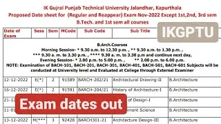 IKGPTU DATESHEET OUT FOR 2022 | PTU AFFILIATED COLLEGES | SVIET DATESHEET @dearzindgi2662