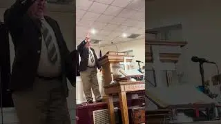 Pastor John Farmer preaching at Spindale Covenant Brethren 